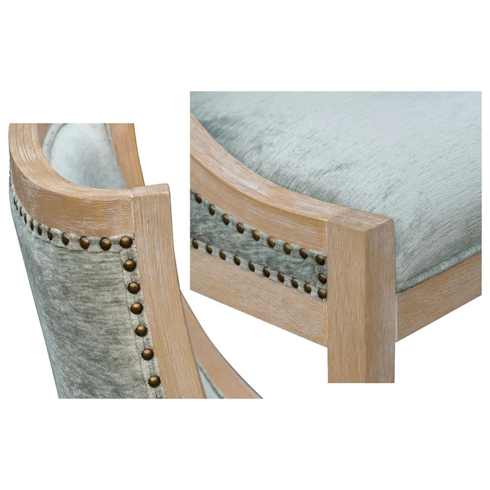 Dining Chair Polyester Upholstered Nailhead Trim Soft Green Transitional Media 7