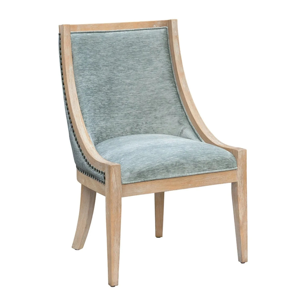Dining Chair Polyester Upholstered Nailhead Trim Soft Green Transitional Media 1