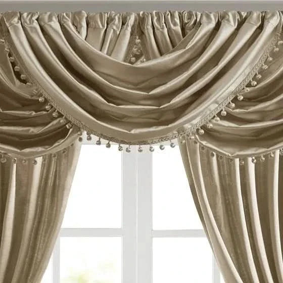 Waterfall Valance Polyester Champagne Window Curtain Living Room Decor Media 5