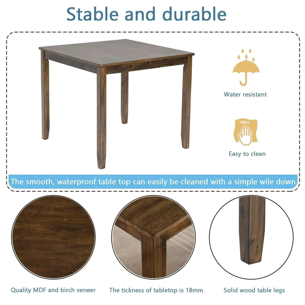 Wooden Dining Square Table, Kitchen Table for Small Space, 4 Person Dining Table, Walnut
ONLY THE TABLE - DTY Store