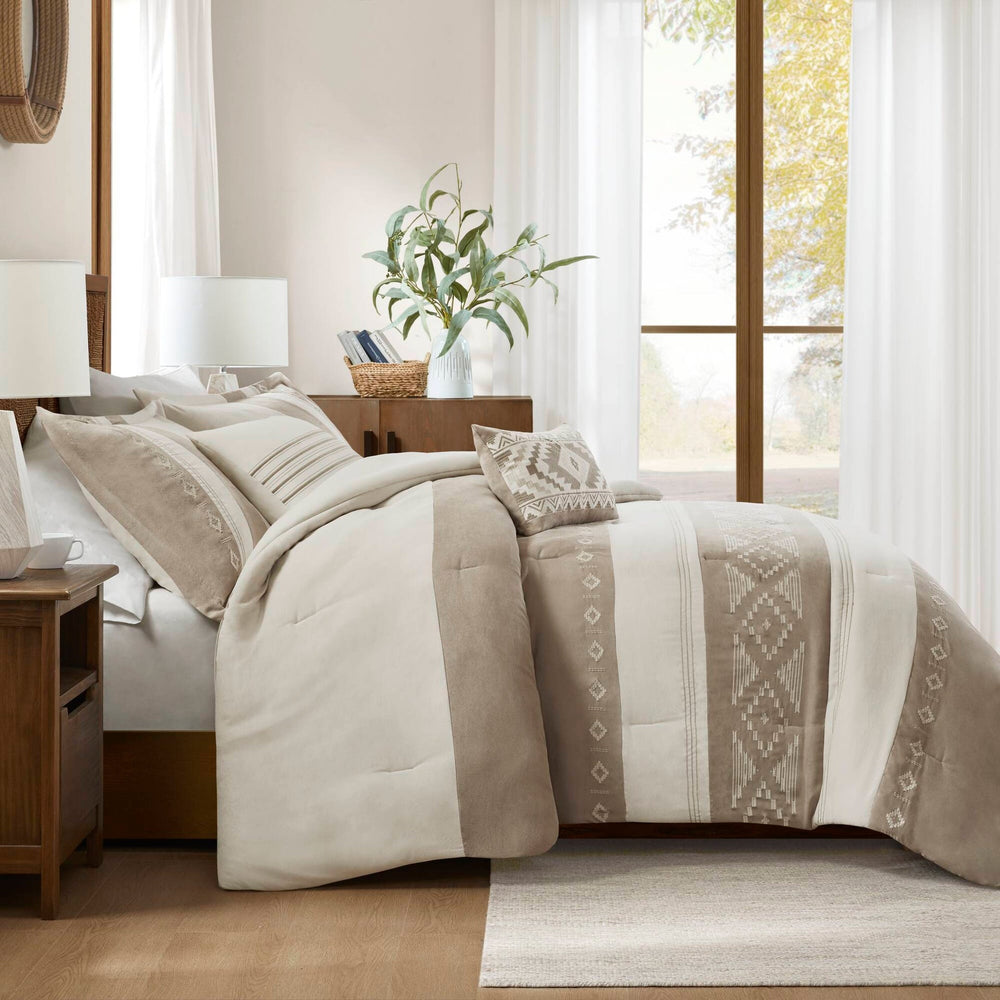 5-Piece Full/Queen Comforter 5pcs Set,Taupe Media 9