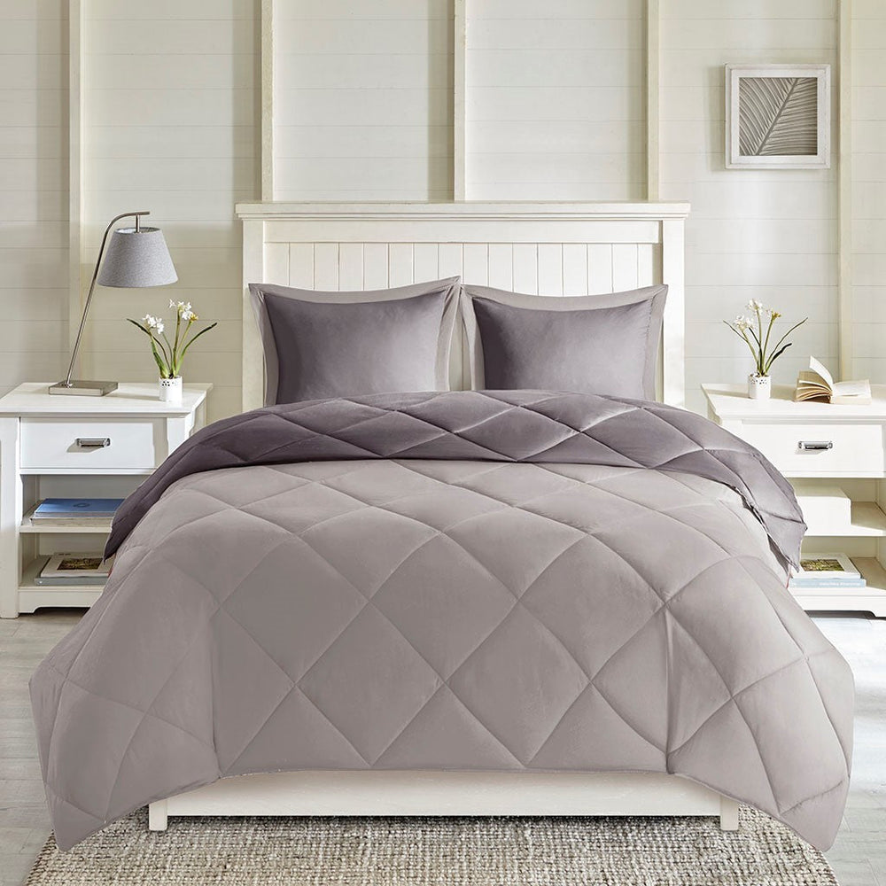 Twin/Twin XL 3M Scotchgard Diamond Quilting Reversible Down Alternative Comforter Set Media 5