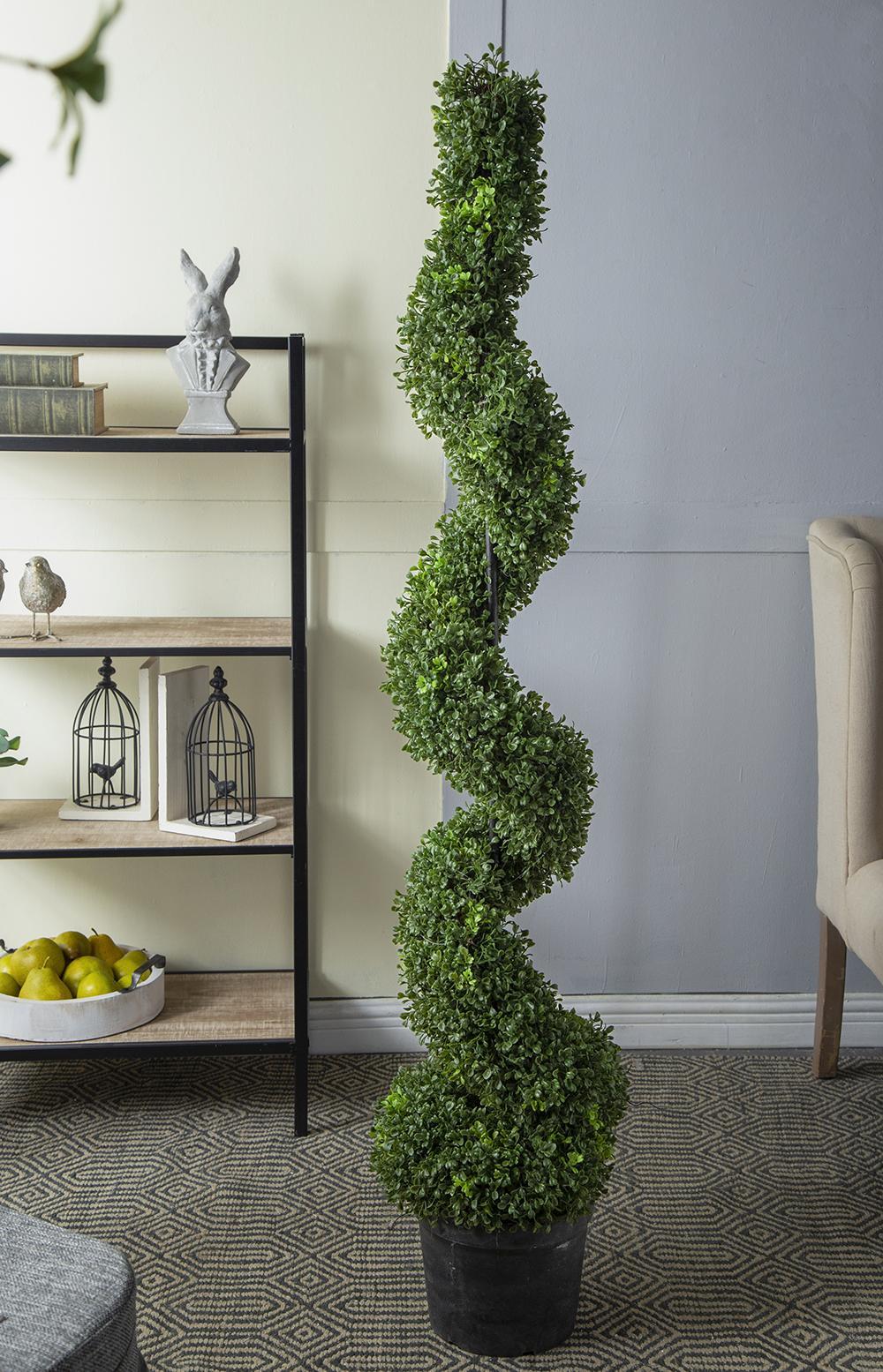 10.5x10.50x60' 5 Foot Tall Artificial Spiral Boxwood Topiary Media 4