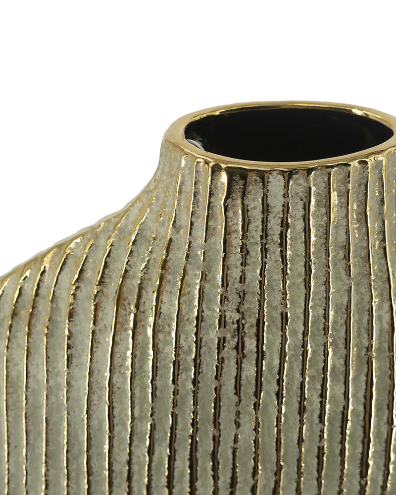 Ceramic Accent Vase with Vertical Ribbed Texture