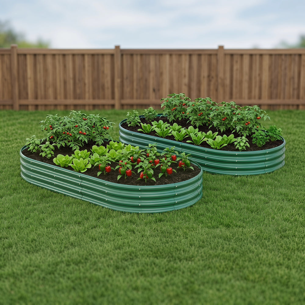 Galvanized Raised Garden Bed 6x3x1ft - Heavy Duty Metal Planter Box for Vegetables, Herbs & Flowers, Rust-Proof Outdoor Garden Bed with Large Capacity, Green, 2PCS Media 5