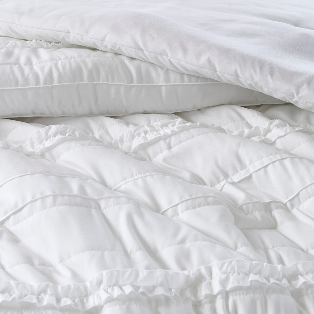 5 Piece   Ruffled Comforter Set White King Media 3
