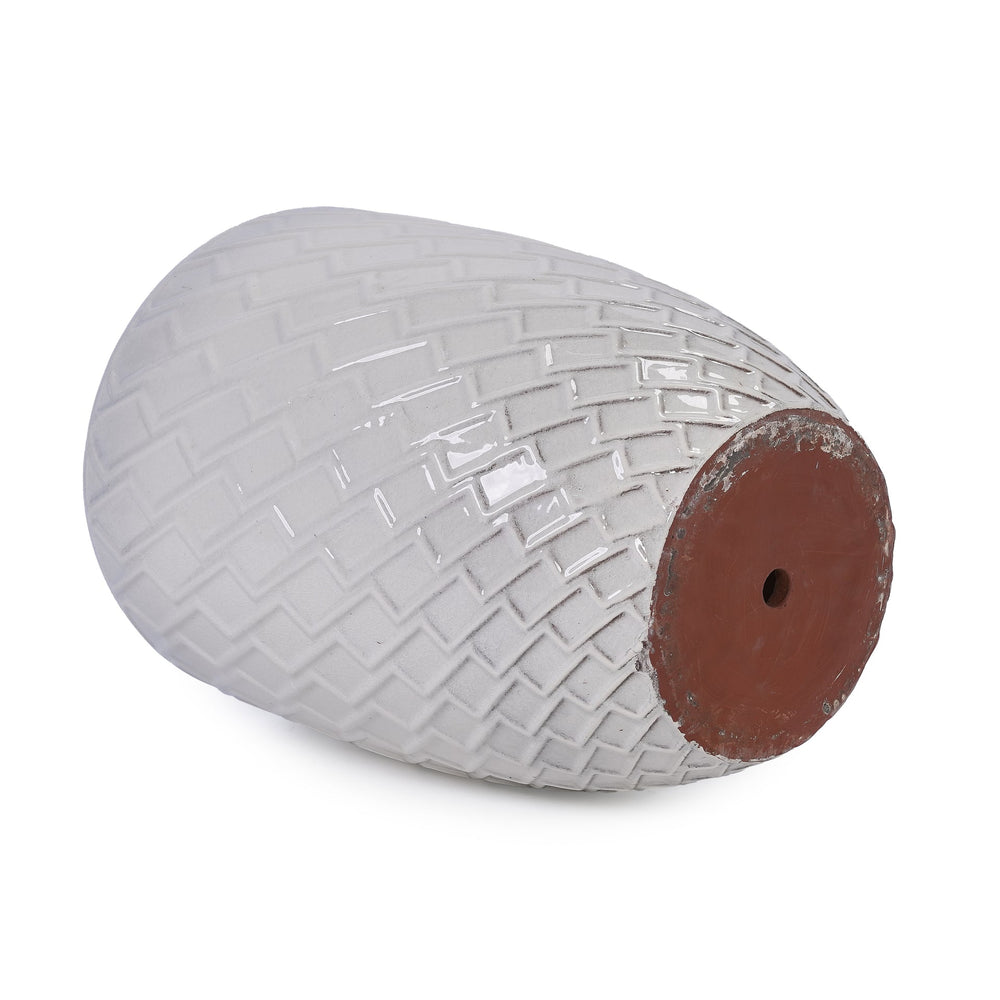 Ceramic Flowerpot, Modern Planter for Patio, Garden, Windowsill - White Media 8