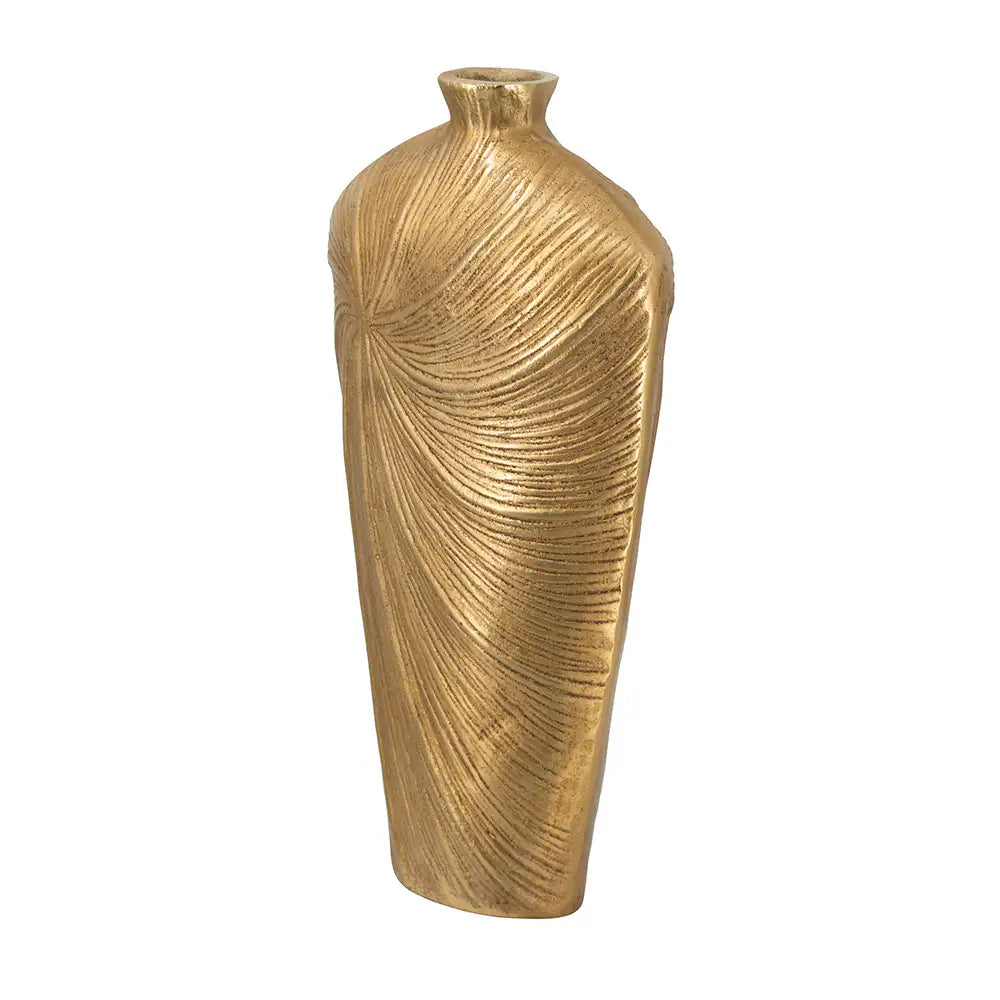 26929524 9.5x5.2x18' Tapered Aluminum Vase with Gold Swirling Design     DTY Store Aluminum Vase with Gold Swirling Design     DTY Store