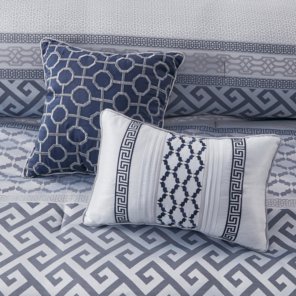 7 Piece Jacquard Comforter Set Navy Cal King Media 7