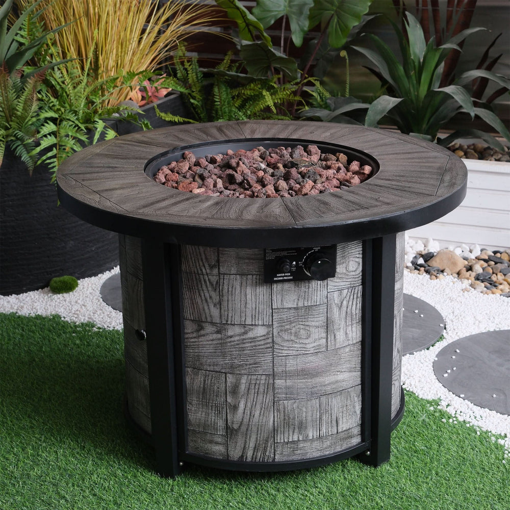 Outdoor Propane Fire Pit Concrete Stonecrest & Lava Rocks Cover Included Media 9