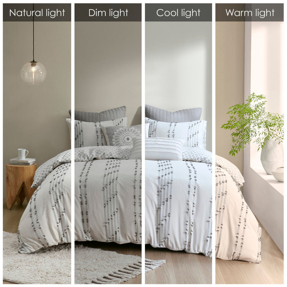 Full/Queen 3 Piece Cotton Jacquard Duvet Cover Set Media 13