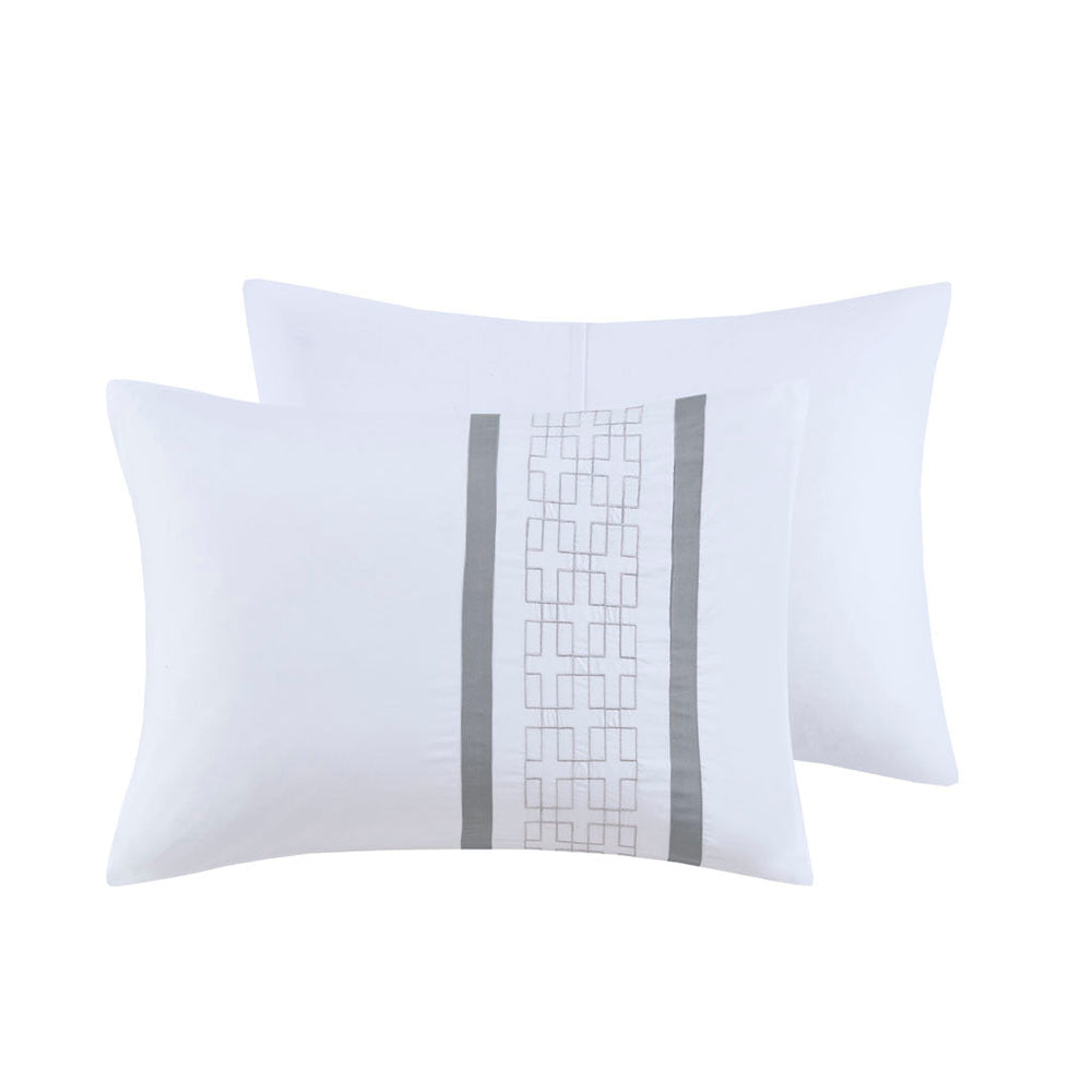 8 Piece Embroidered Comforter Set White King Media 17