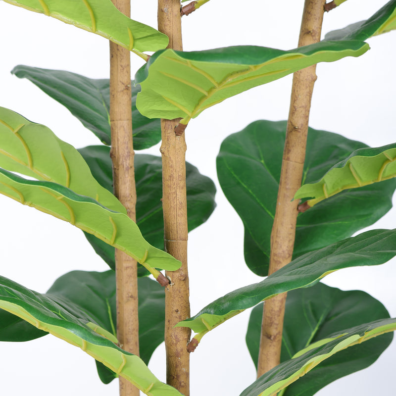 5.2FT Artificial Fiddle Leaf Fig Tree With Decorative White Pot, Real Touch Fake Indoor Plant for Home Office Living Room Corner Decoration, 1pc/set