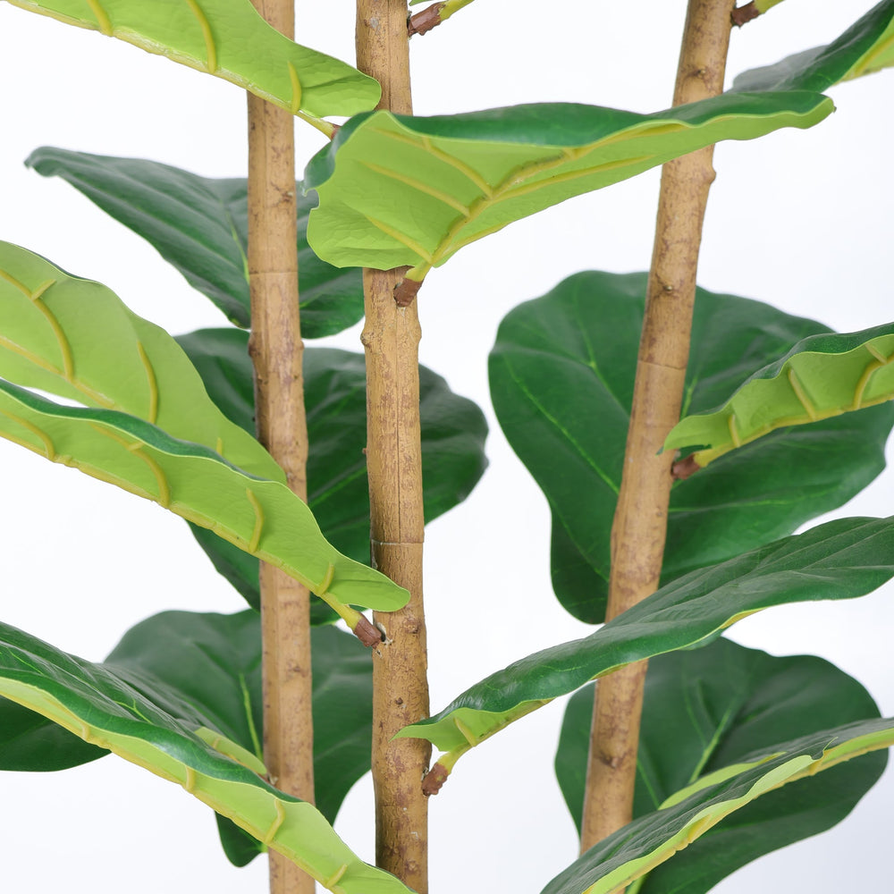 5.2FT Artificial Fiddle Leaf Fig Tree With Decorative White Pot, Real Touch Fake Indoor Plant for Home Office Living Room Corner Decoration, 1pc/set Media 10