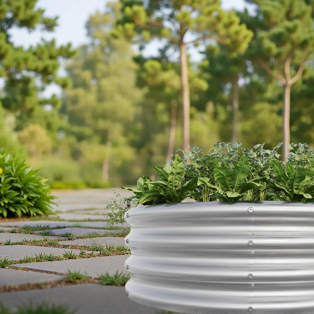 2PCS 32.08'*11.4' Tall Round Raised Garedn Bed,Metal Raised Beds for Vegetables, Outdoor Garden Raised Planter Box, Backyard Patio Planter Raised Beds for Flowers, Herbs, Fruits Silver Media 5