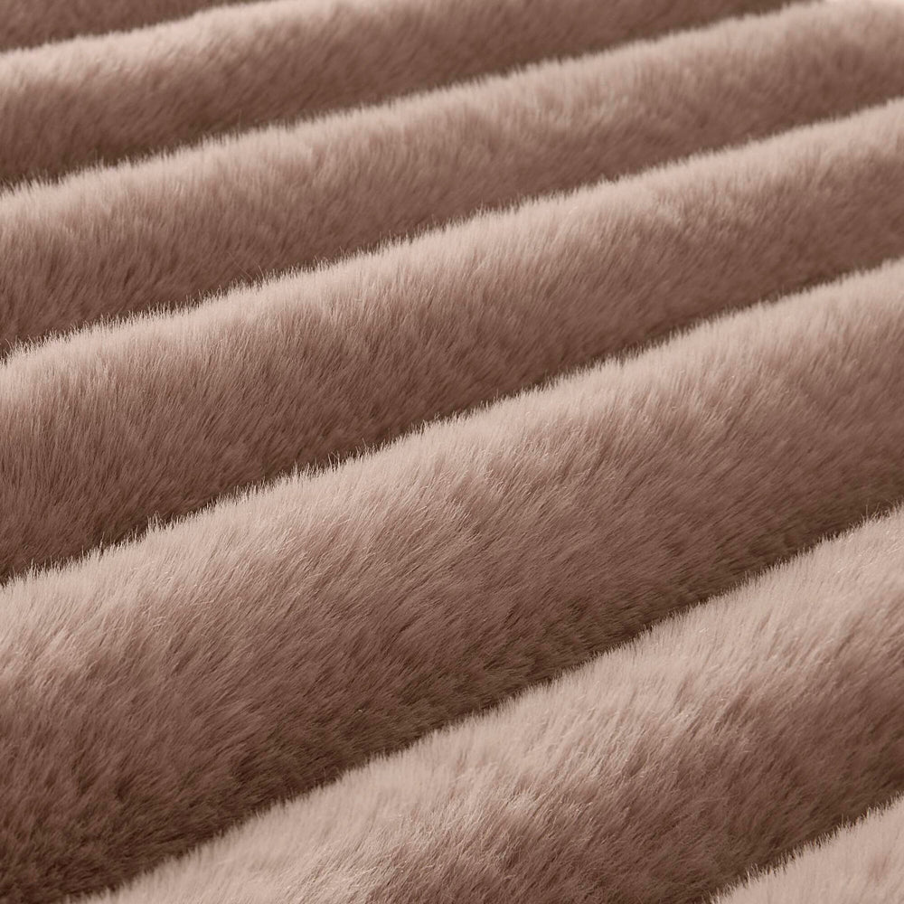 3 Pieces King Ultrasoft Faux Fur Ribbed Comforter Set,Mocha Media 14