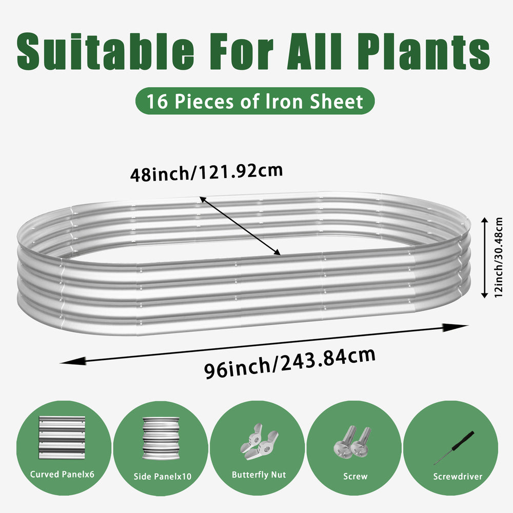 Heavy Duty Galvanized Raised Garden Bed Kit for Vegetables, Flowers & Herbs, Rust-Resistant, Easy Assembly, 8x4x1ft, Silver Media 3