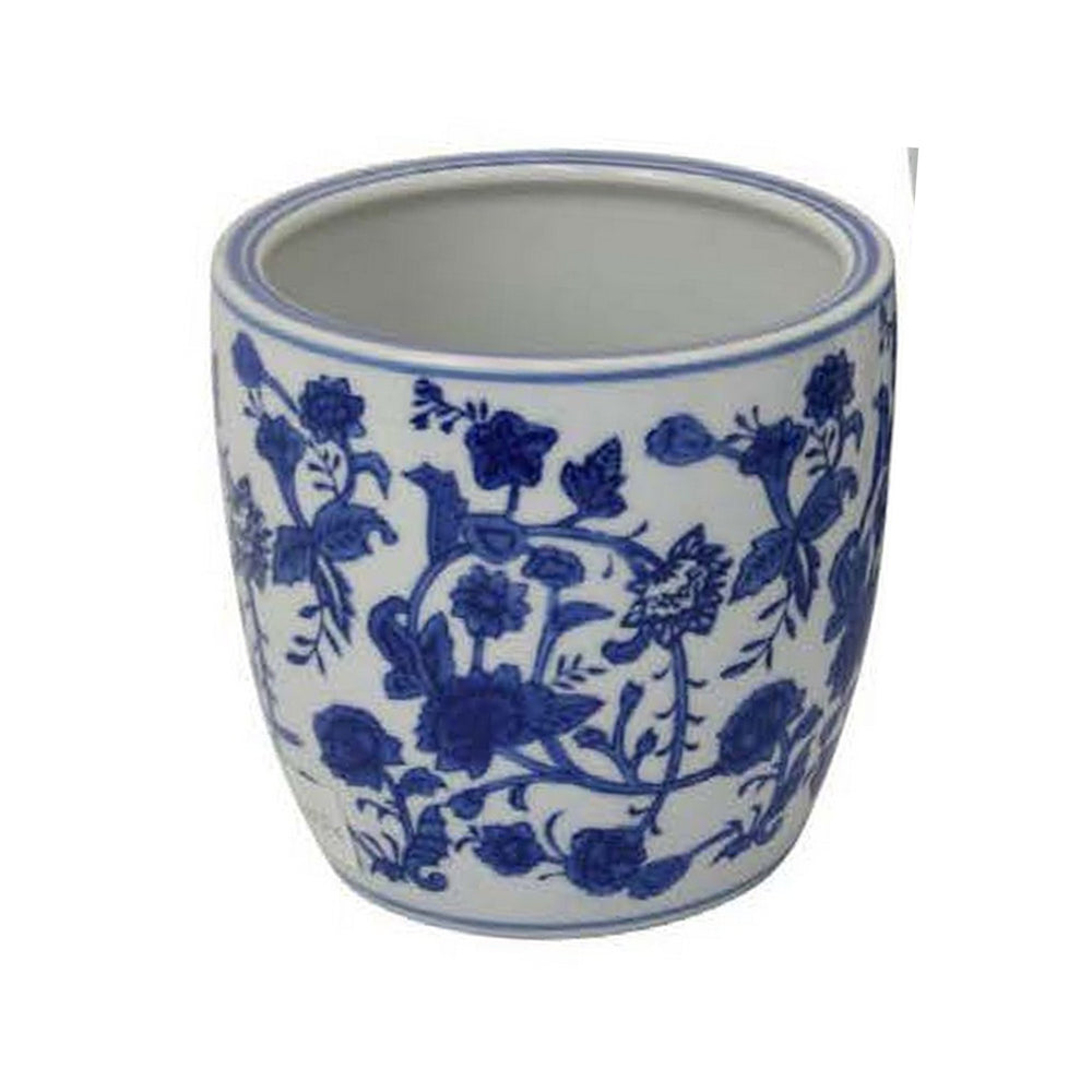 Garden Planter Set of 3, Classical Ceramic Blue White Floral Pattern Media 6