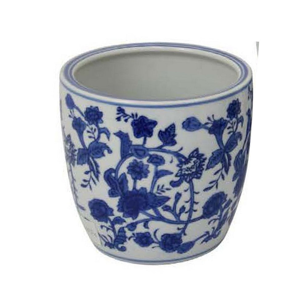 Garden Planter Set of 3, Classical Ceramic Blue White Floral Pattern Media 6