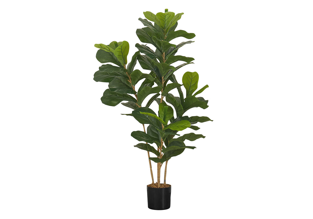 Artificial Plant, 41' Tall, Fiddle Tree, Indoor, Faux, Fake, Floor, Greenery, Potted, Real Touch, Decorative, Green Leaves, Black Pot Media 2