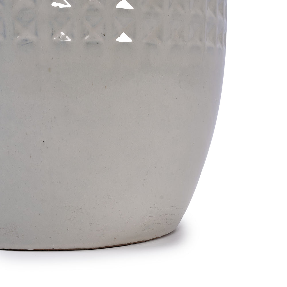 Handmade Ceramic Flower Pot Set of 3, 15/12/9 Inch Diameter, White Diamond Pattern, for Succulents Indoor/Outdoor Use on Windowsill & Bookshelf, Breathable Clay Media 27