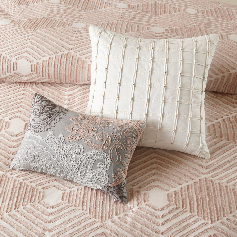 Cotton Jacquard Comforter Set Blush King/Cal King Media 11
