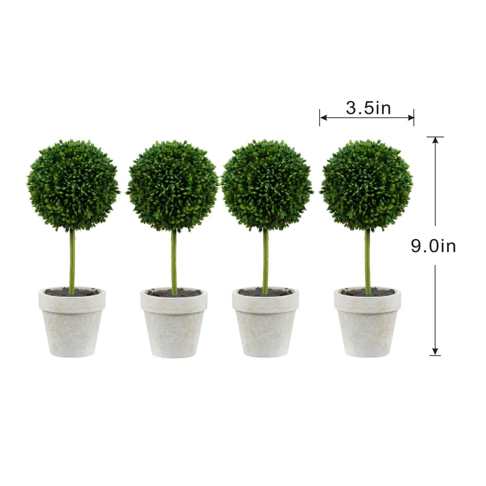 S/4 D3.5x9' Faux Topiaries With Cream Pot Media 10