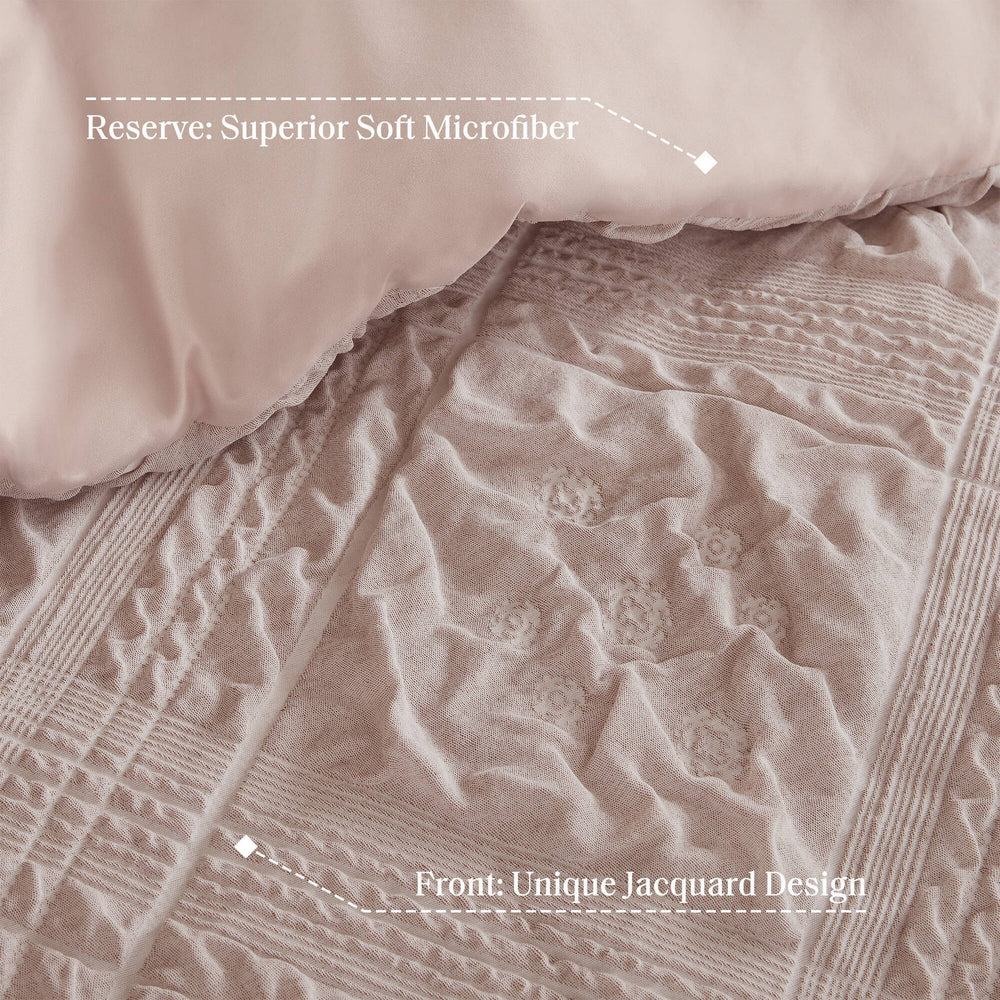 5-Piece Full/Queen 5 Piece Sculpted jacquard comforter set,Pink Media 5