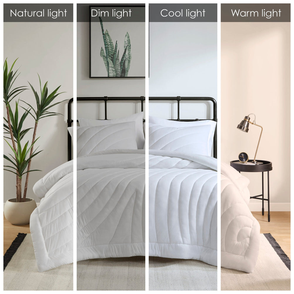 2 PCS Twin/Twin XL Poly Jersey Puffy Comforter Set White Media 2