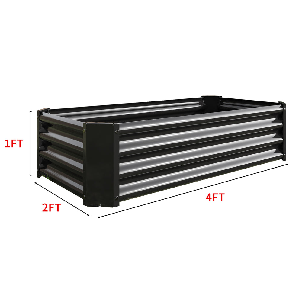 Black 4×2×1ft Metal Raised Garden Bed, Rectangle Raised Planter for Flowers Plants, Vegetables Herb Media 13