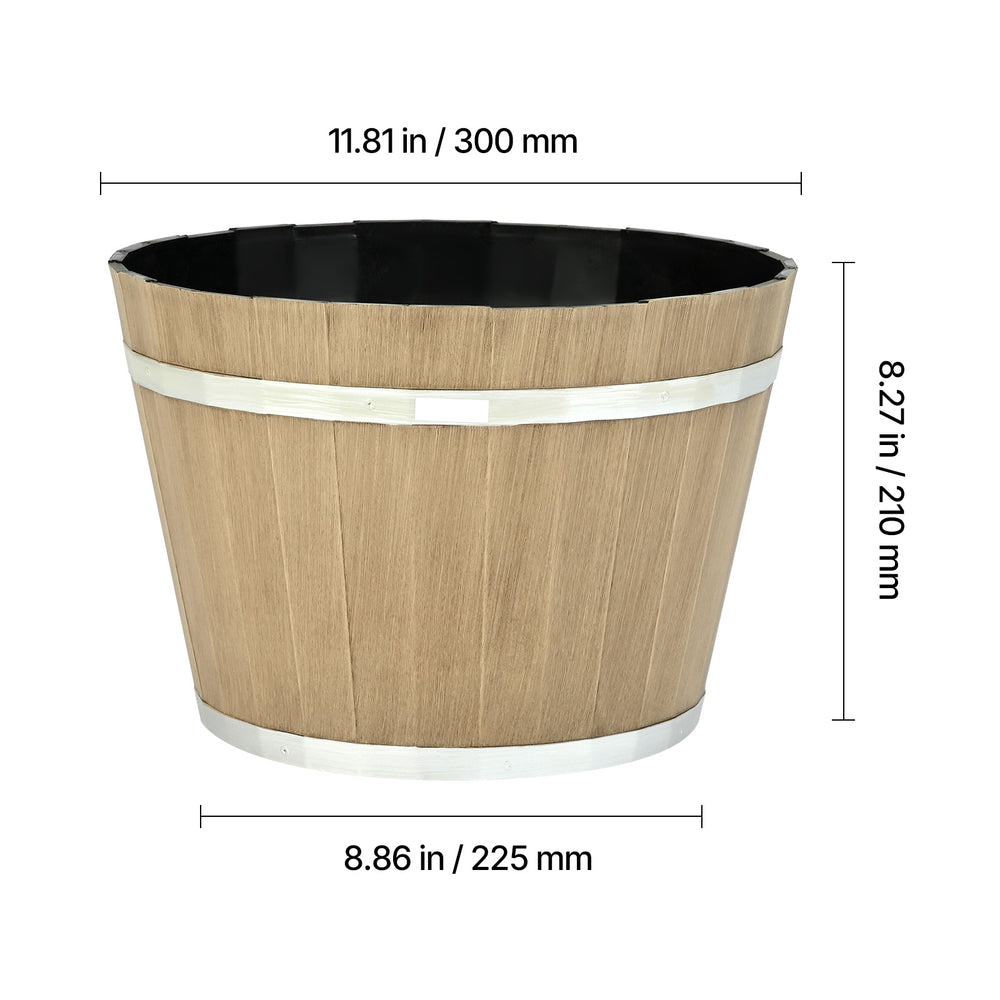 Resin Whiskey Barrel Planter Garden Flower Plant Pot 11.81 x 11.81 x 8.27 in Media 5