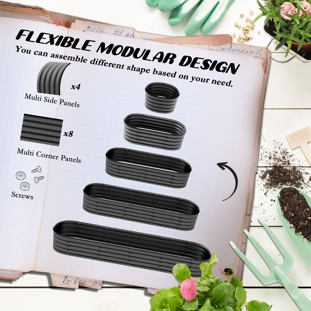 Metal Planter Box with Safety Edging,Galvanized Raised Garden Bed Kit Media 6