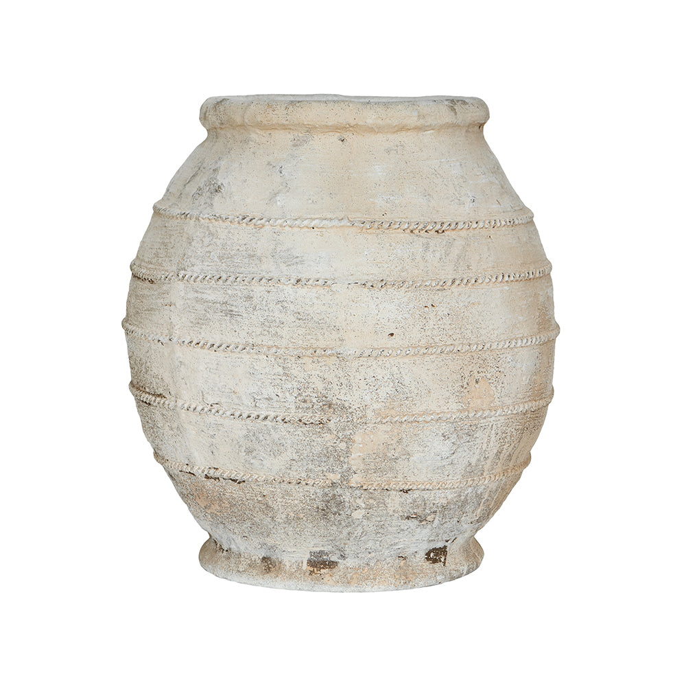 17.5x17.5x18.5' Round Magnesium Flower Pot with Weathered White Finish and Ridged Texture Media 2