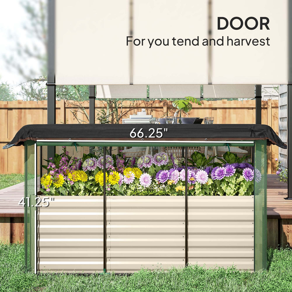 Galvanized Steel Planter Box,Crop Cage and Shade Cloth with Raised Garden Bed Media 4