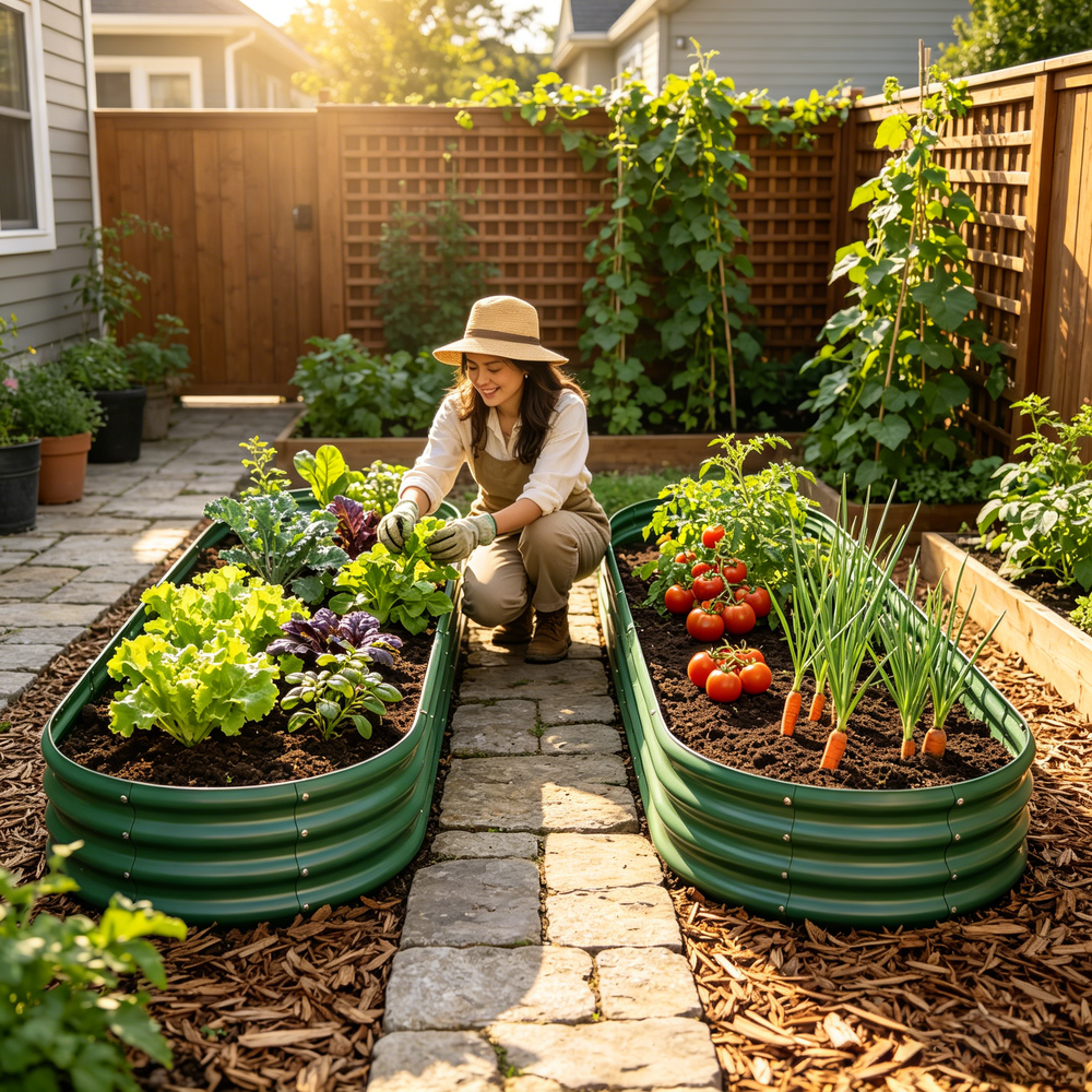 Galvanized Raised Garden Bed 8x4x1ft - Heavy Duty Metal Planter Box for Vegetables, Herbs & Flowers, Rust-Proof Outdoor Garden Bed with Large Capacity, Green, 2PCS Media 2