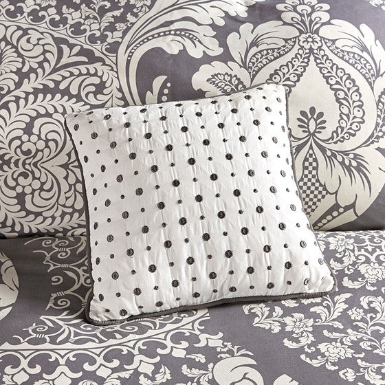 7 Piece Cotton Printed Comforter Set Grey King Media 9