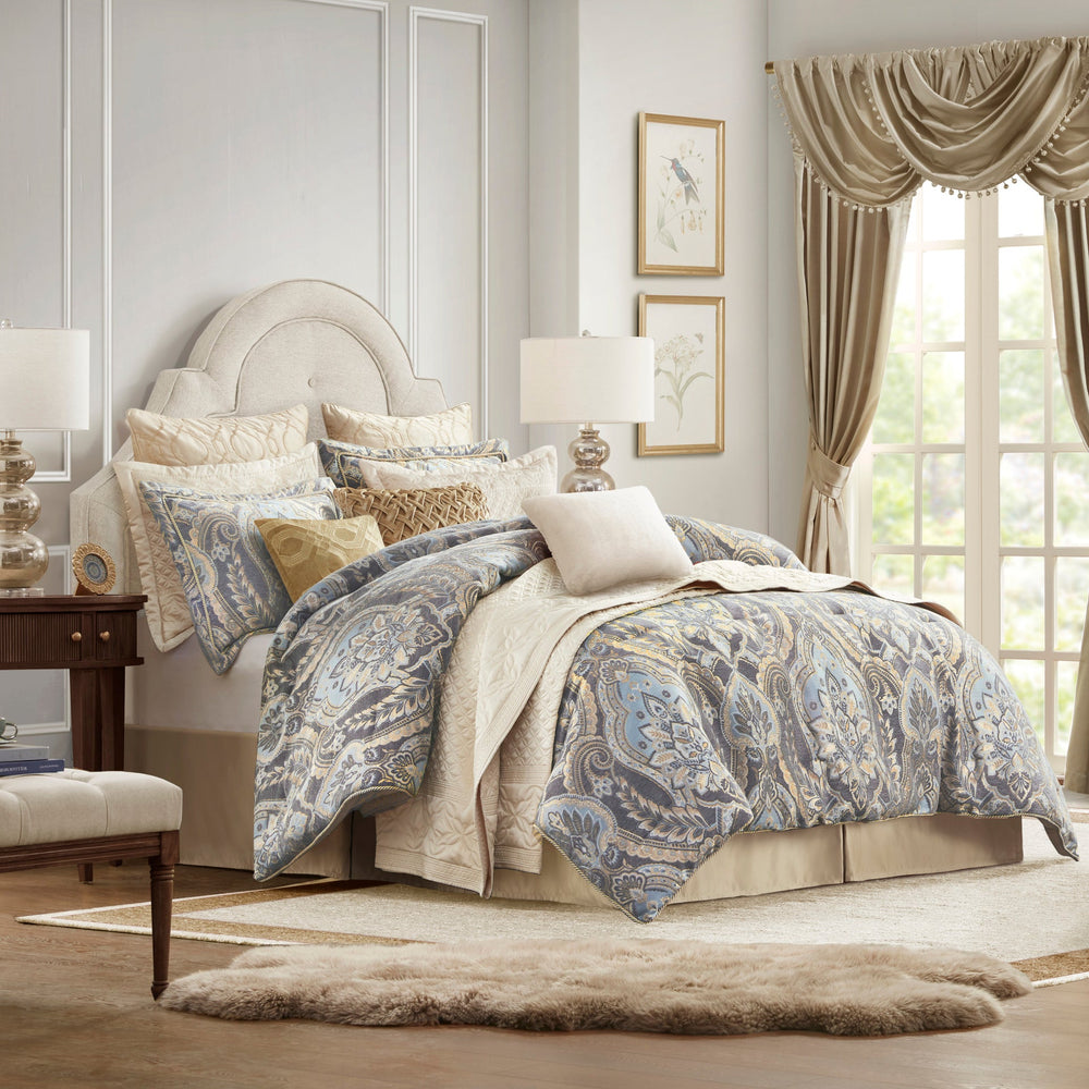 4 Piece Comforter Set Blue/Grey King Media 7