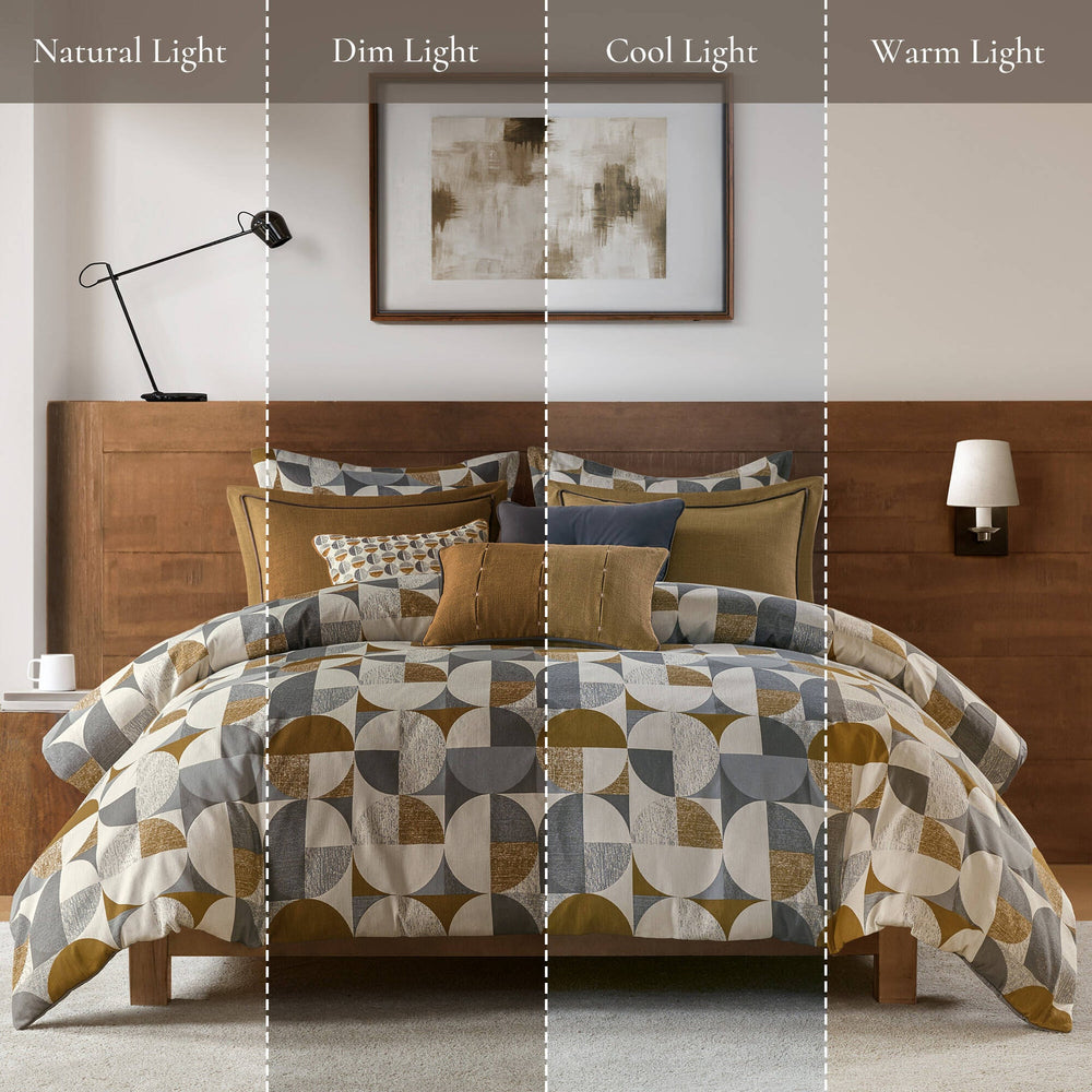 8 PCS Queen Jacquard Oversized Duvet Style Comforter Set Gold Media 5