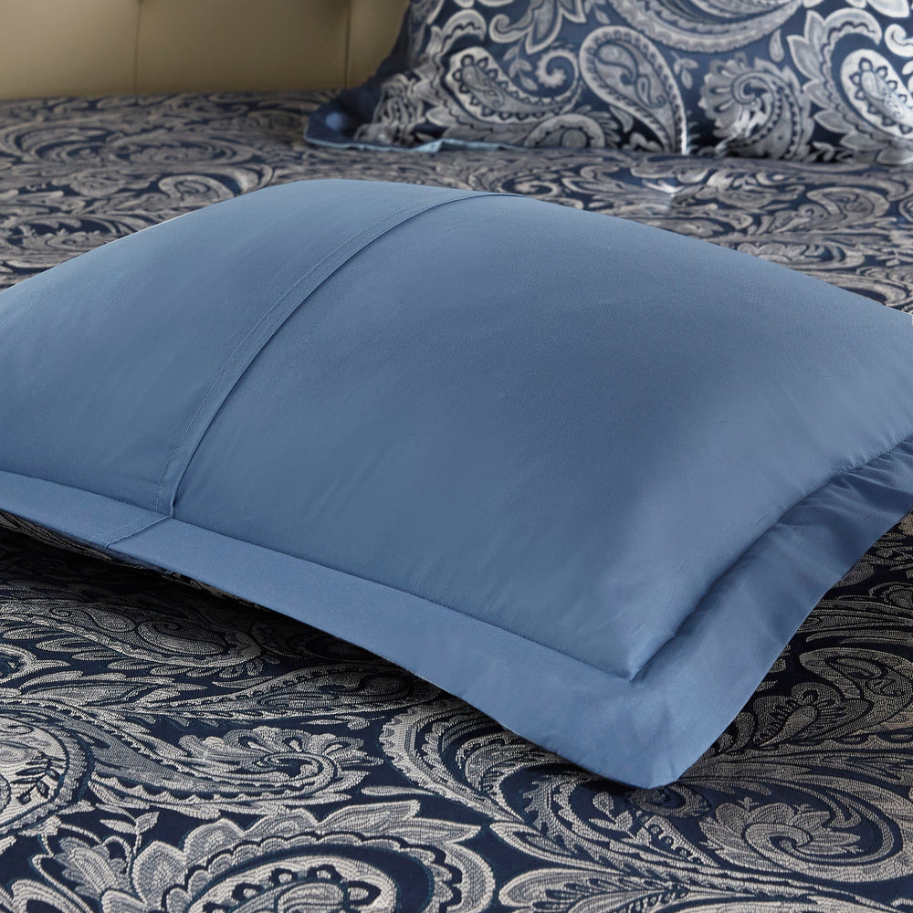 12 Piece Comforter Set with Cotton Bed Sheets Navy Queen Media 13