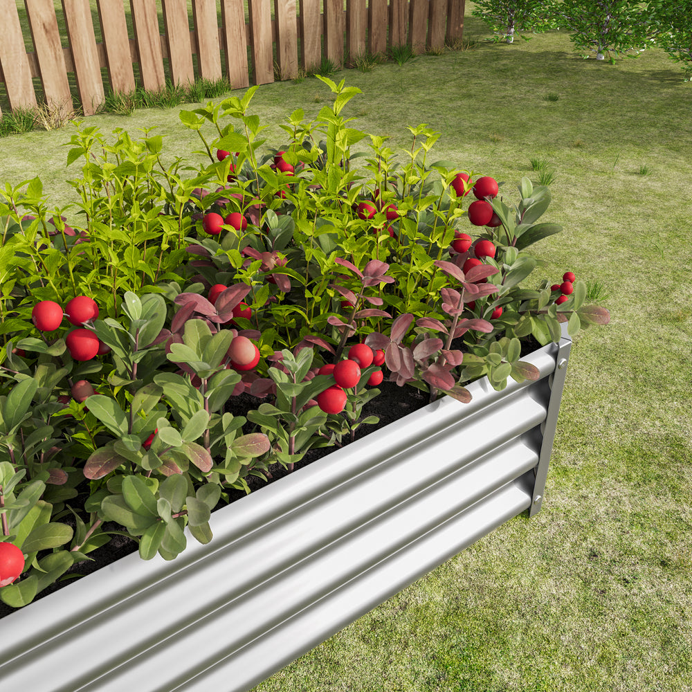 2PCS Silver 4×2×1ft Metal Raised Garden Bed, Rectangle Raised Planter for Flowers Plants, Vegetables Herb Media 5