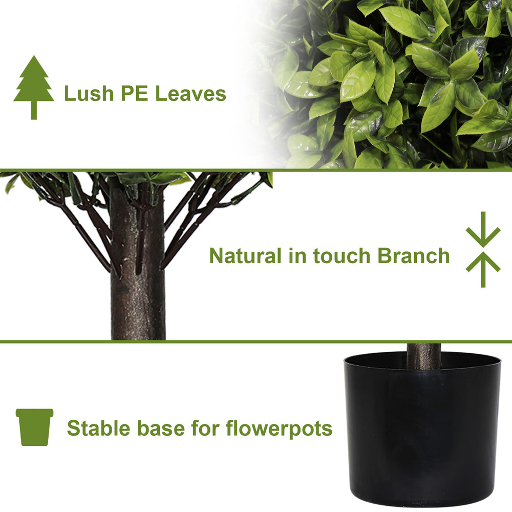 22in Artificial Boxwood Topiary Ball Trees in Pots for Indoor Outdoor Home Garden Decor 2pcs/set Media 4