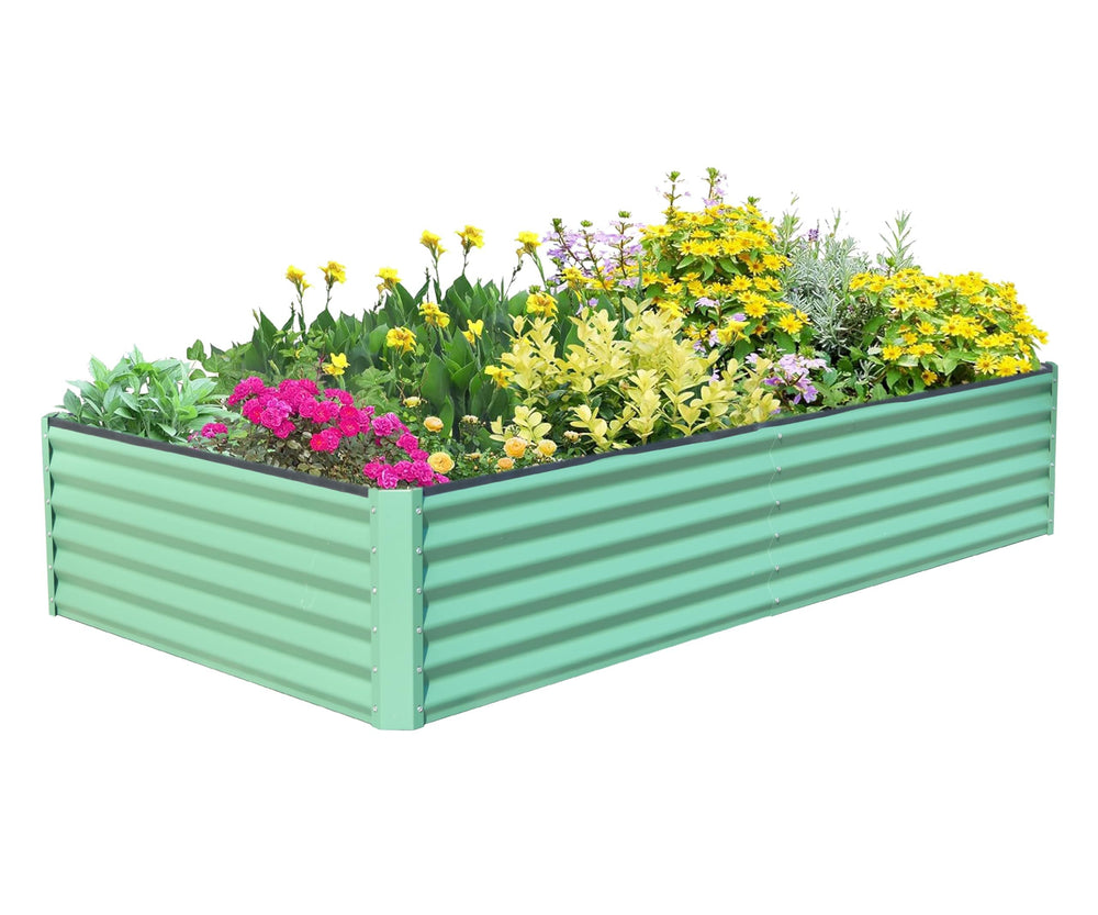 6x3x1.5ft Galvanized Raised Garden Bed, Outdoor Planter Garden Boxes Large Metal Planter Box for Gardening Vegetables Fruits Flowers, Green Media 1