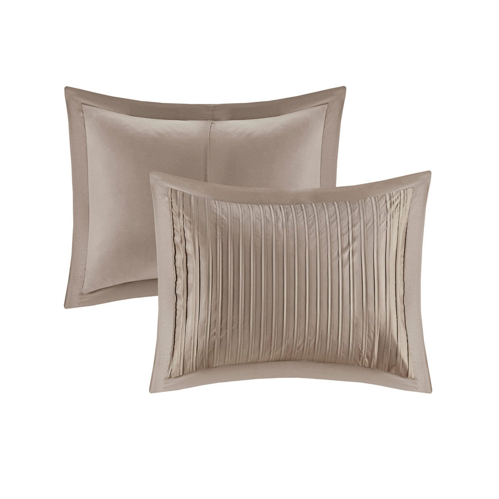 7 Piece Polyester Charmeuse Comforter Set Taupe Cal King Media 12