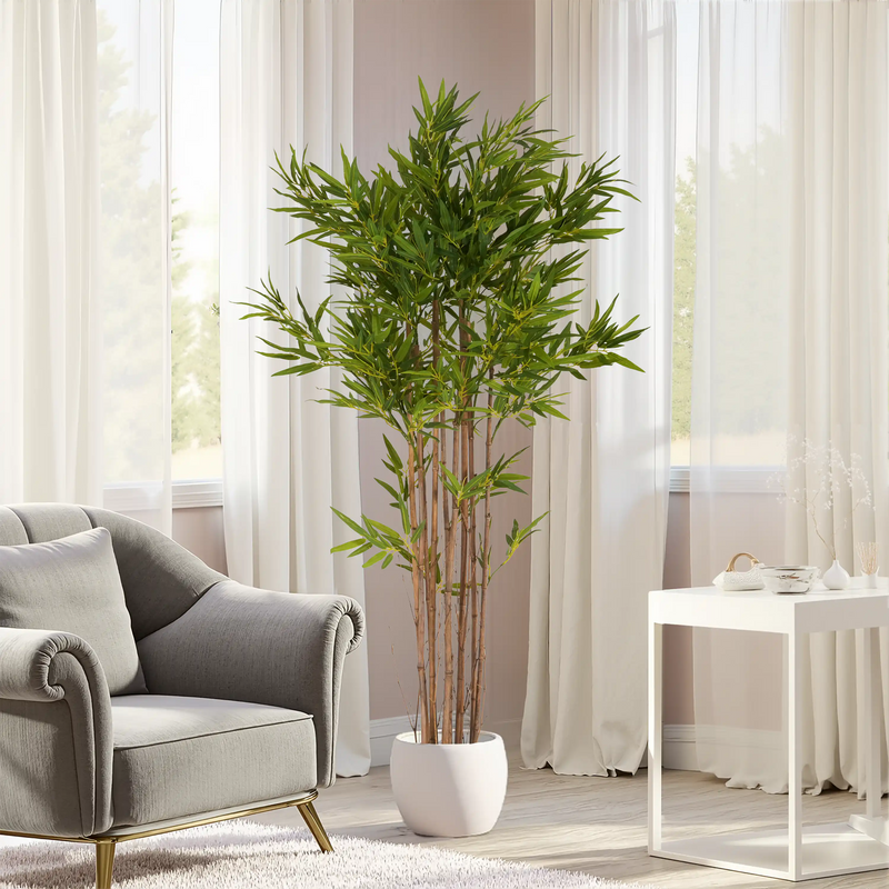 70' Artificial Bamboo with Black Plastic Pot