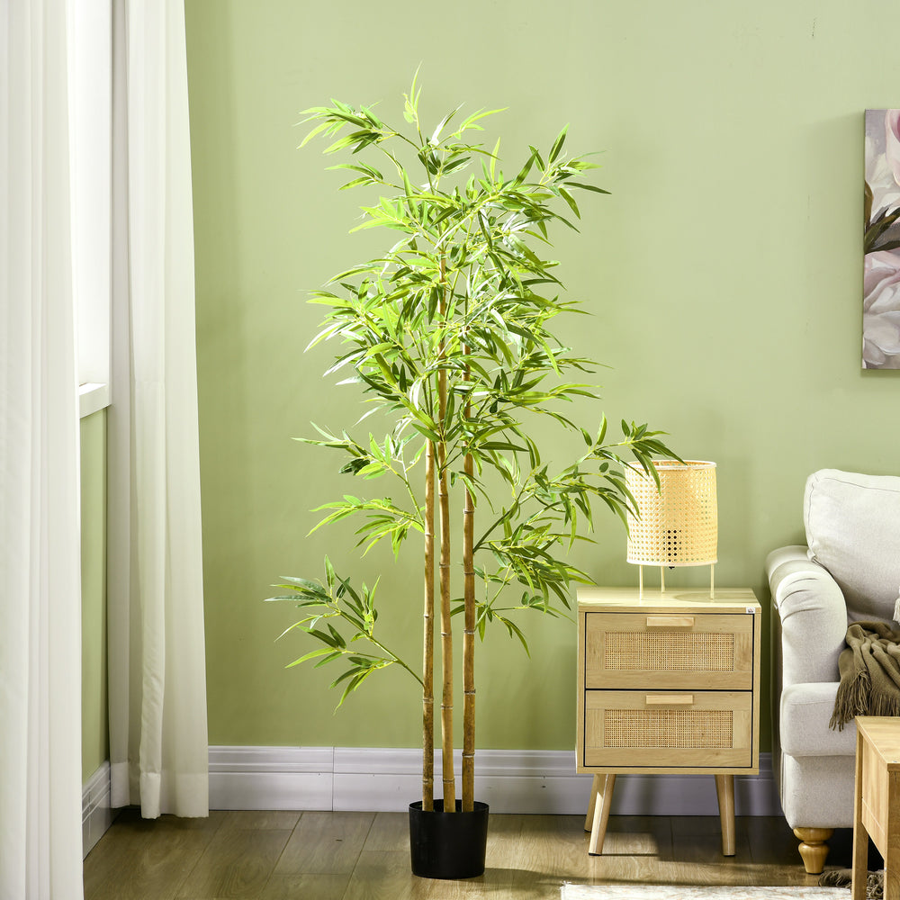 6FT Artificial Bamboo Tree, Faux Decorative Plant in Nursery Pot for Indoor Décor Media 7