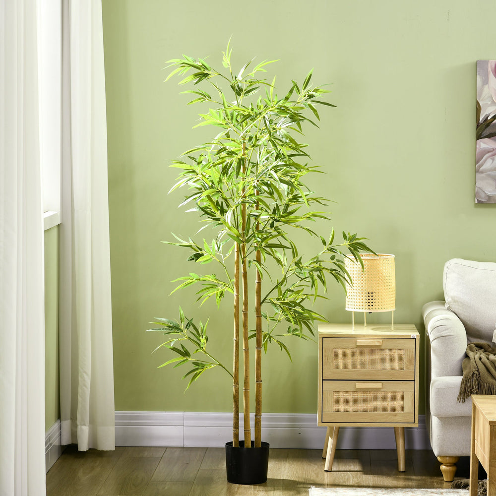 6FT Artificial Bamboo Tree, Faux Decorative Plant in Nursery Pot for Indoor Décor Media 7