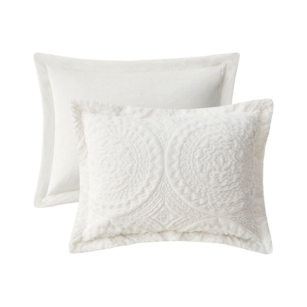 Twin Embroidered Medallion Faux Fur Ultra Plush Comforter Mini Set Media 10