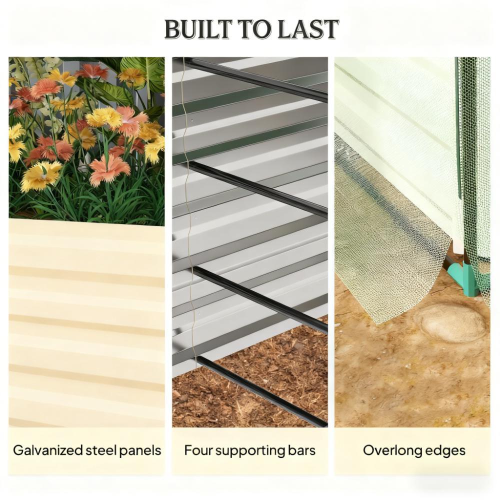 Raised Garden Bed for Flowers, Veggies and Herbs,Galvanized Steel Planter Box with Crop Cage and Shade Cloth Media 5
