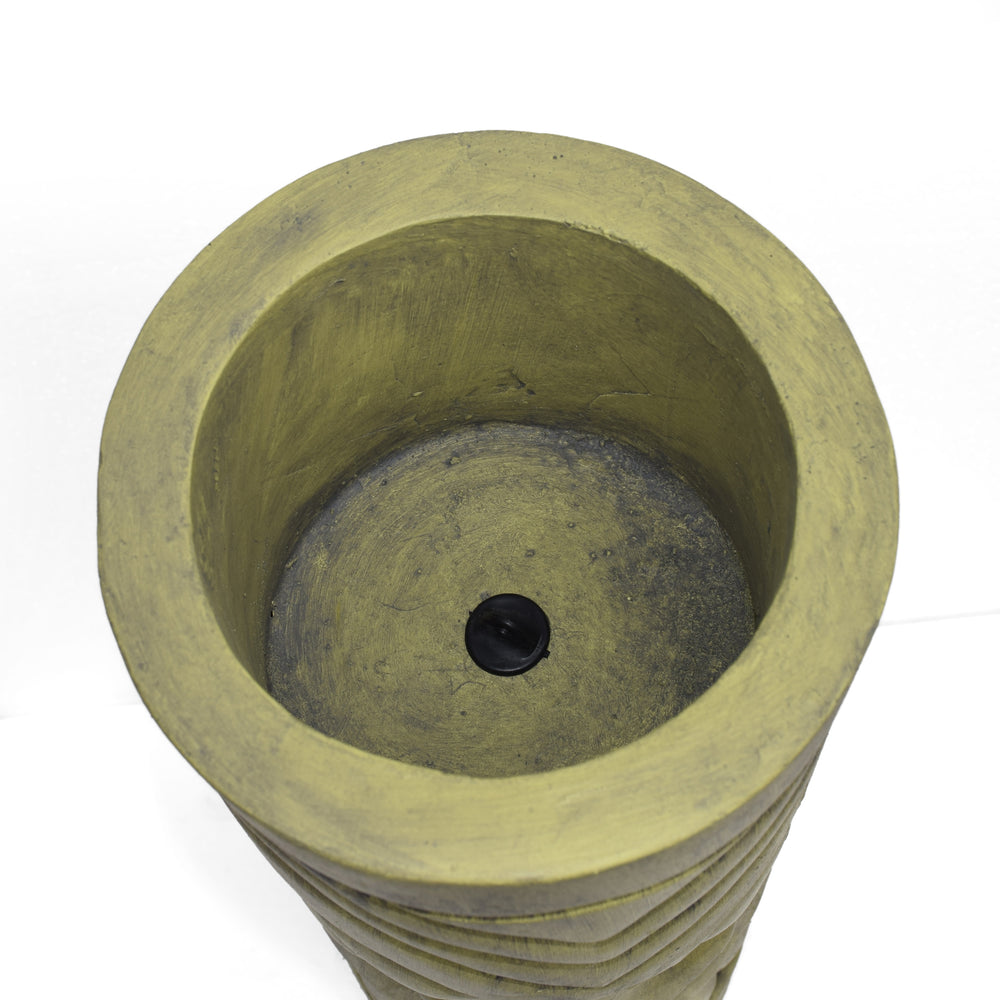 Stone Statue Urn Planter, Decorative Face Plant Pot, Antique Green Finish Media 10