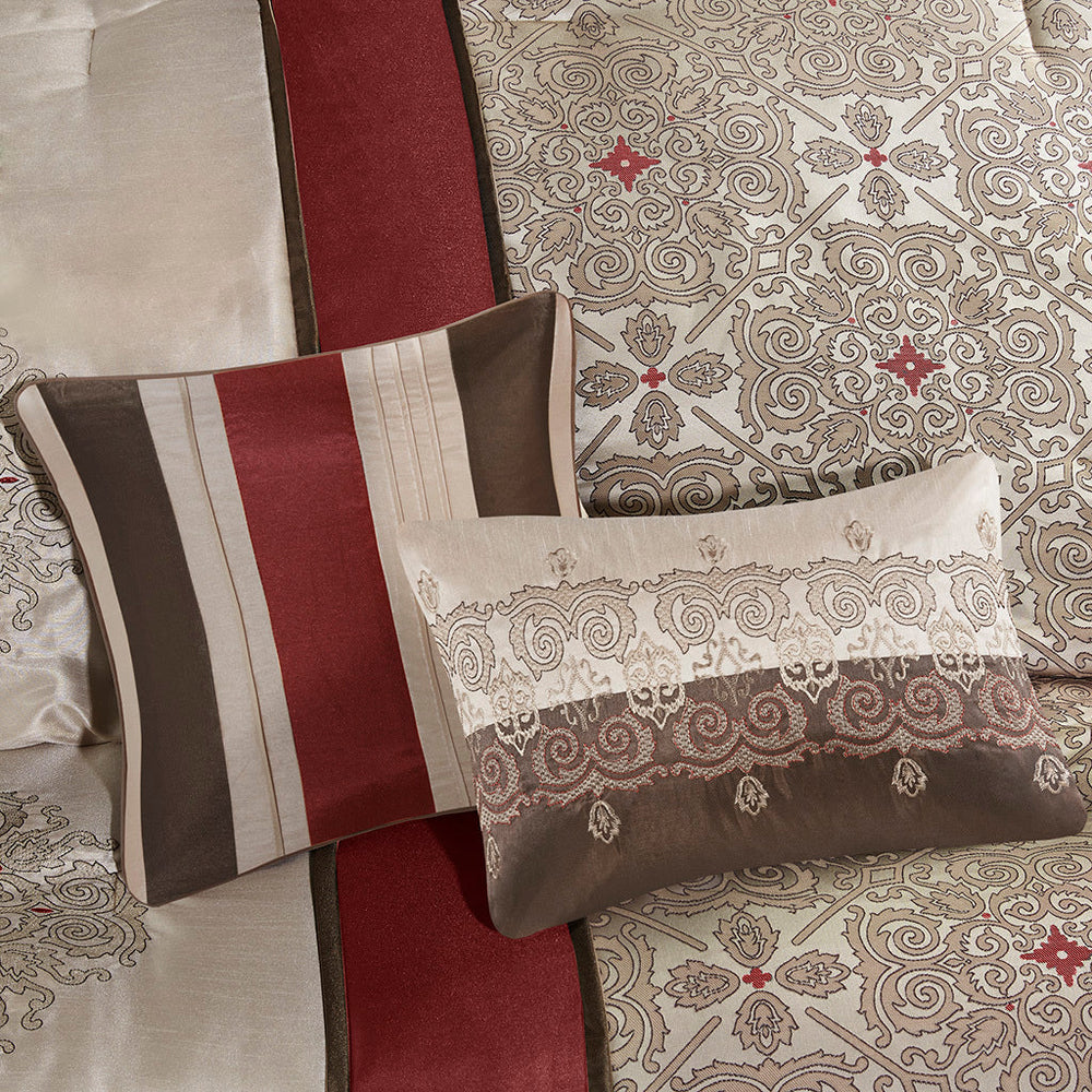 Cal King 7 Piece Jacquard Comforter Set with Throw Pillows Media 9